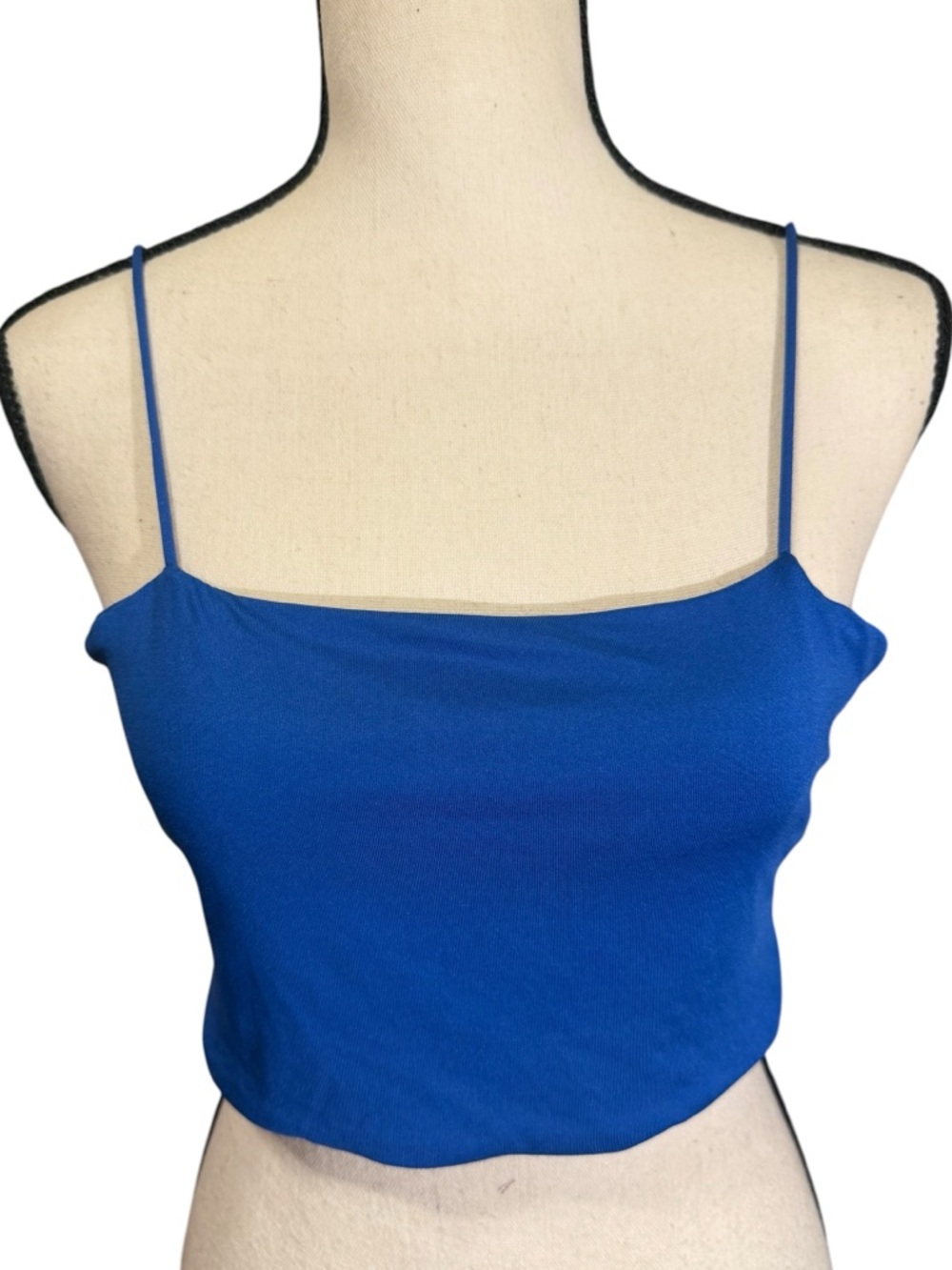 Blue Spaghetti Strap Crop Top